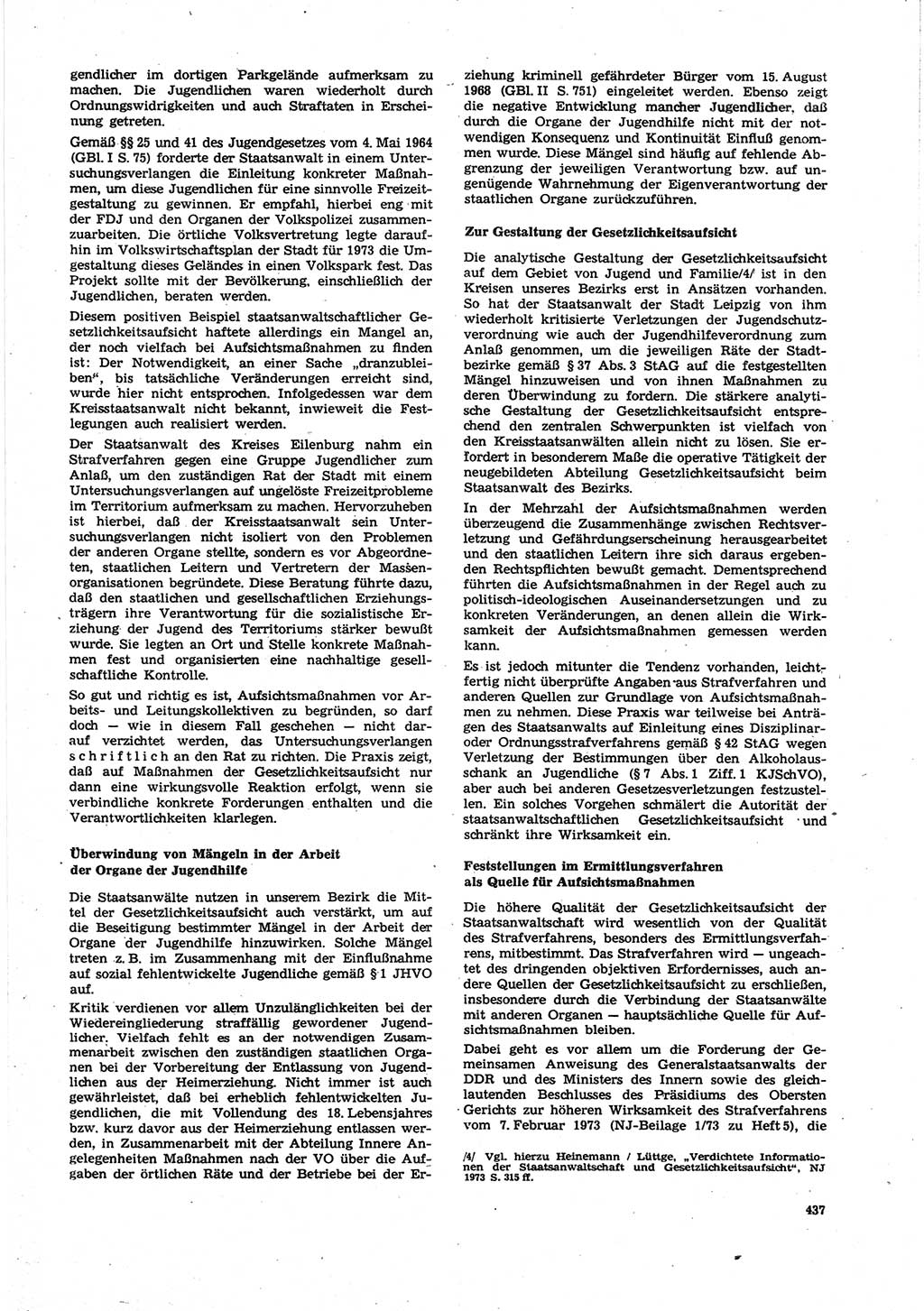 Neue Justiz (NJ), Zeitschrift für Recht und Rechtswissenschaft [Deutsche Demokratische Republik (DDR)], 27. Jahrgang 1973, Seite 437 (NJ DDR 1973, S. 437)