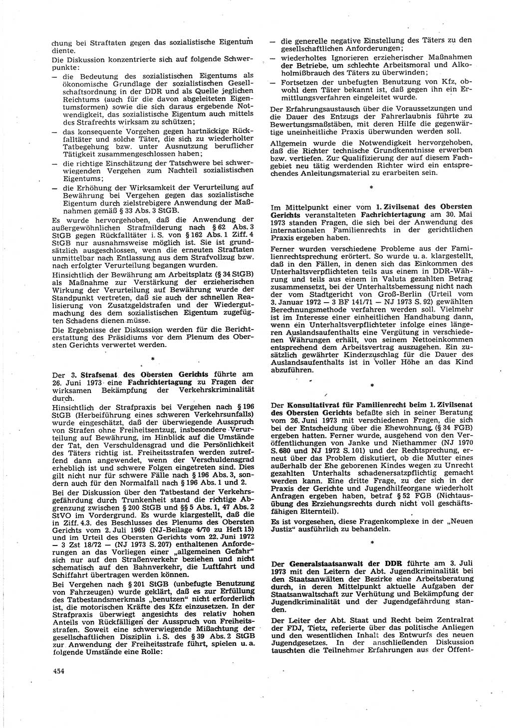 Neue Justiz (NJ), Zeitschrift für Recht und Rechtswissenschaft [Deutsche Demokratische Republik (DDR)], 27. Jahrgang 1973, Seite 454 (NJ DDR 1973, S. 454)