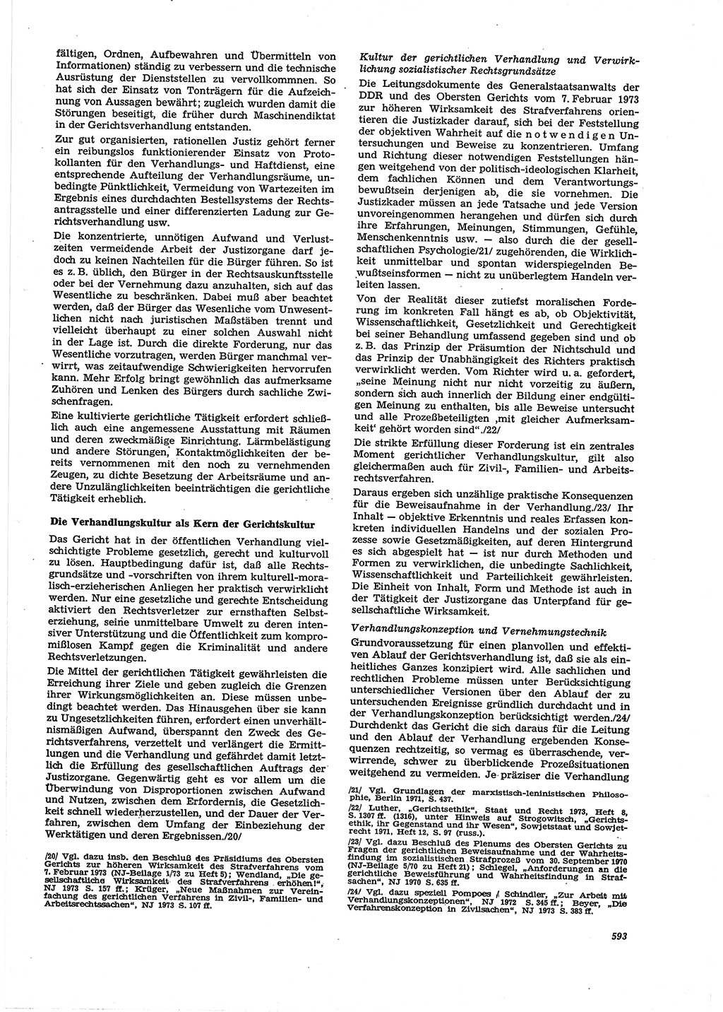 Neue Justiz (NJ), Zeitschrift für Recht und Rechtswissenschaft [Deutsche Demokratische Republik (DDR)], 27. Jahrgang 1973, Seite 593 (NJ DDR 1973, S. 593)