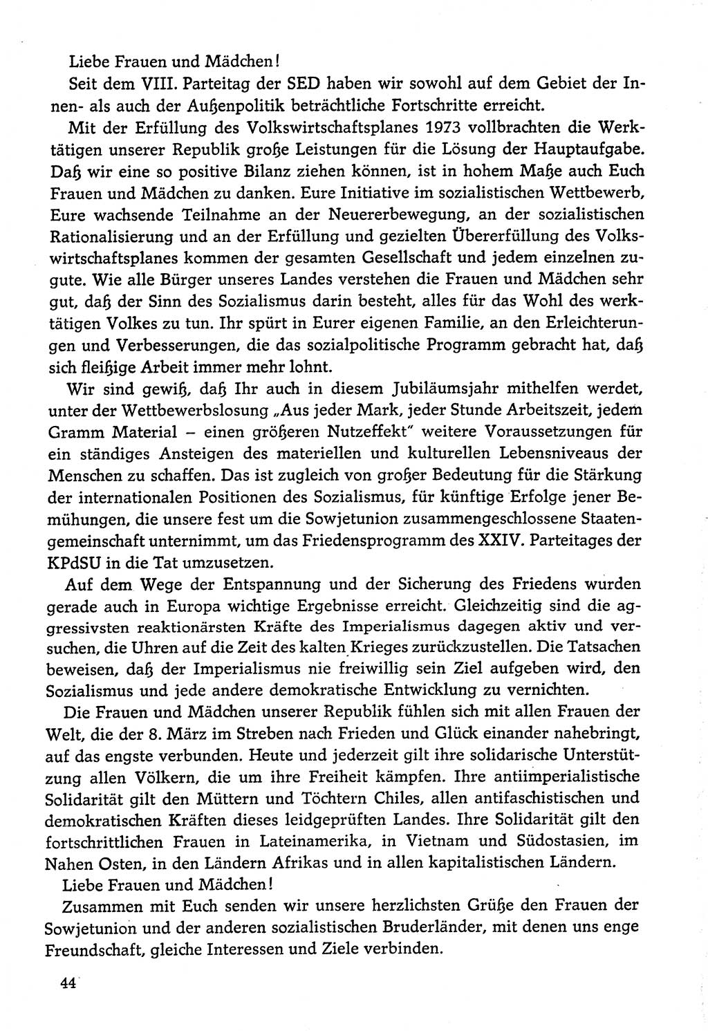 Dokumente der Sozialistischen Einheitspartei Deutschlands (SED) [Deutsche Demokratische Republik (DDR)] 1974-1975, Seite 44 (Dok. SED DDR 1978, Bd. ⅩⅤ, S. 44)