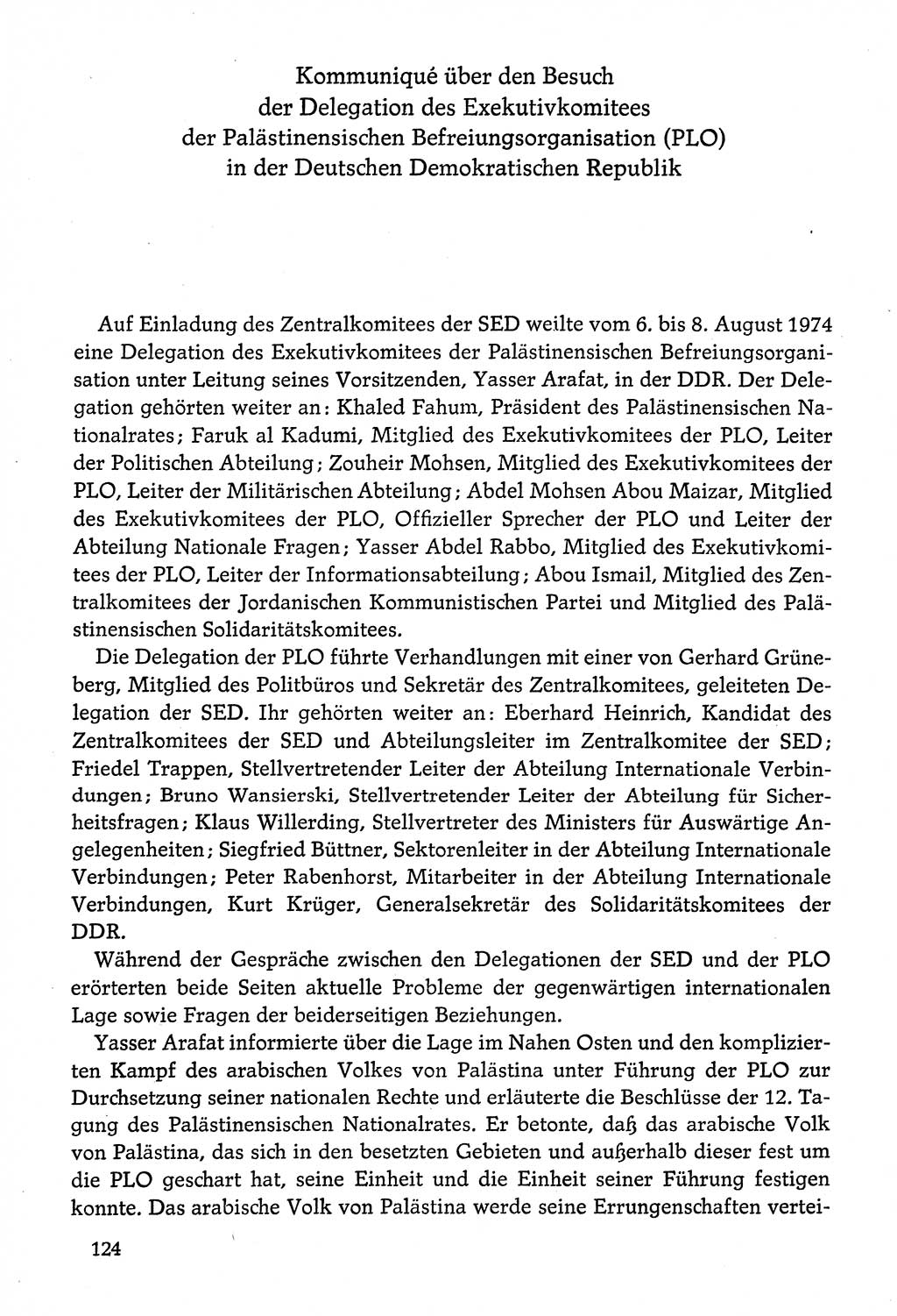 Dokumente der Sozialistischen Einheitspartei Deutschlands (SED) [Deutsche Demokratische Republik (DDR)] 1974-1975, Seite 124 (Dok. SED DDR 1978, Bd. ⅩⅤ, S. 124)
