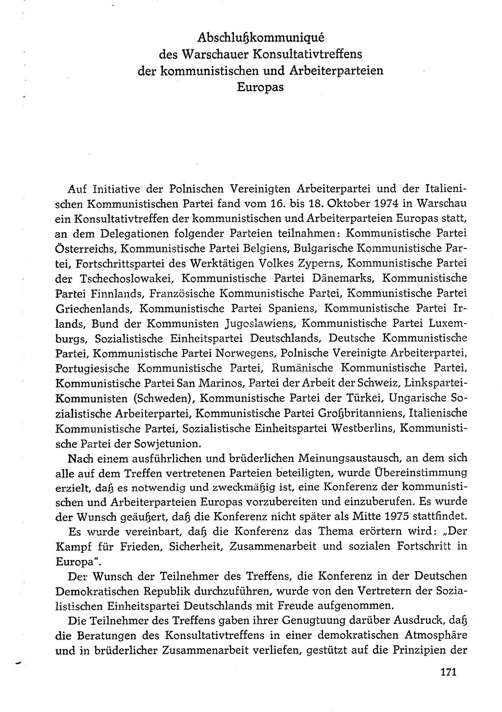 Dokumente der Sozialistischen Einheitspartei Deutschlands (SED) [Deutsche Demokratische Republik (DDR)] 1974-1975, Seite 171 (Dok. SED DDR 1978, Bd. ⅩⅤ, S. 171)