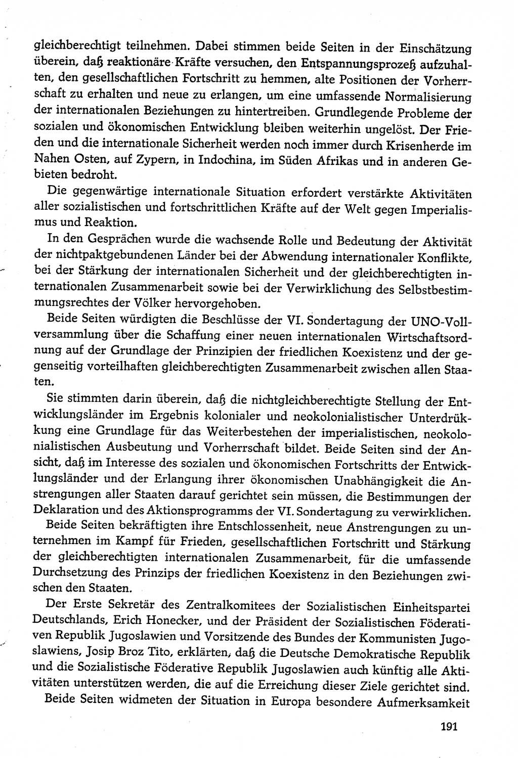 Dokumente der Sozialistischen Einheitspartei Deutschlands (SED) [Deutsche Demokratische Republik (DDR)] 1974-1975, Seite 191 (Dok. SED DDR 1978, Bd. ⅩⅤ, S. 191)