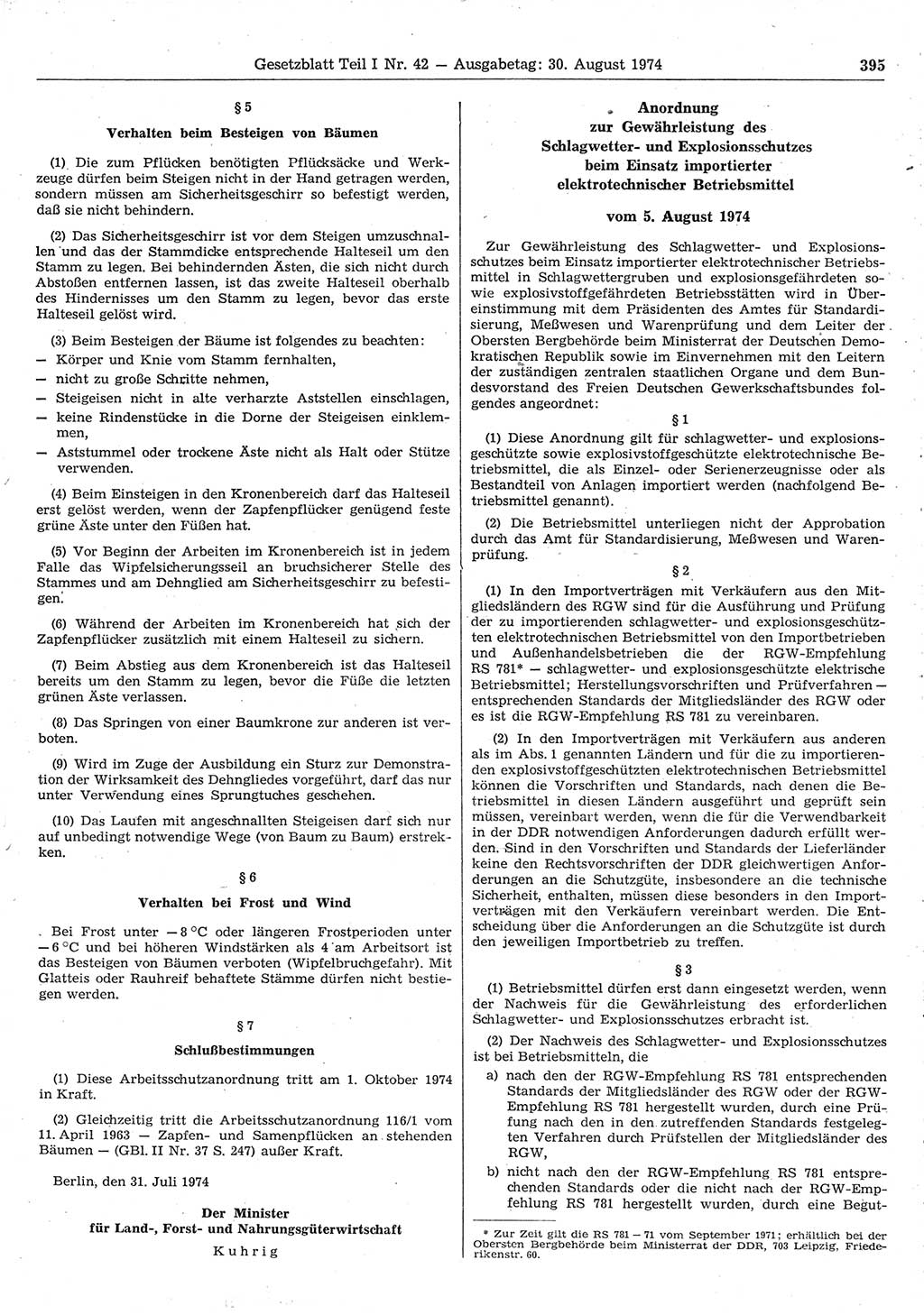 Gesetzblatt (GBl.) der Deutschen Demokratischen Republik (DDR) Teil Ⅰ 1974, Seite 395 (GBl. DDR Ⅰ 1974, S. 395)