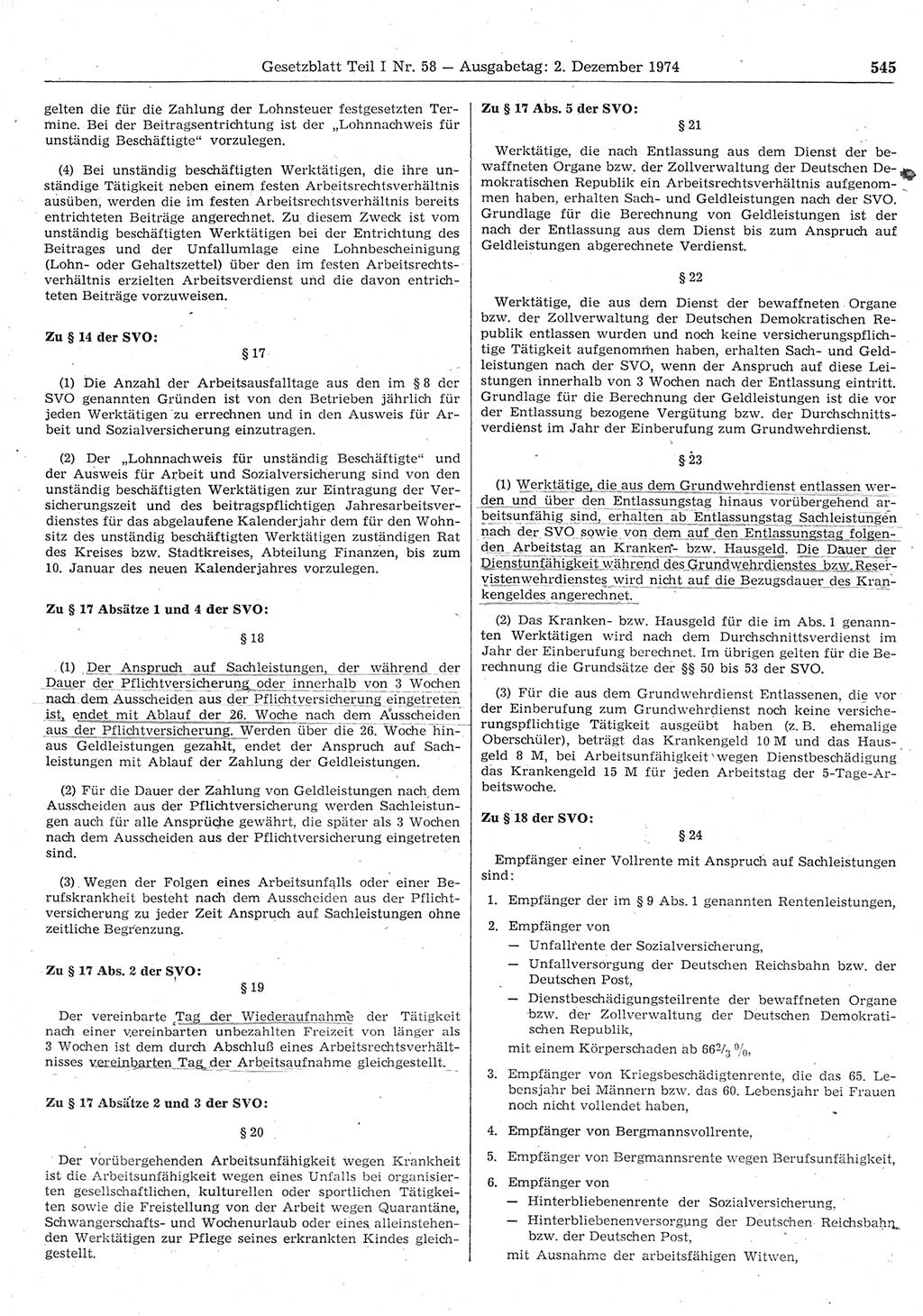 Gesetzblatt (GBl.) der Deutschen Demokratischen Republik (DDR) Teil Ⅰ 1974, Seite 545 (GBl. DDR Ⅰ 1974, S. 545)