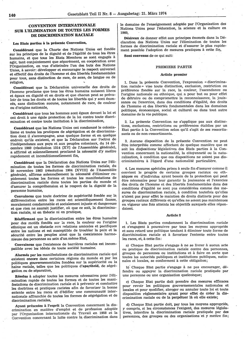 Gesetzblatt (GBl.) der Deutschen Demokratischen Republik (DDR) Teil ⅠⅠ 1974, Seite 140 (GBl. DDR ⅠⅠ 1974, S. 140)