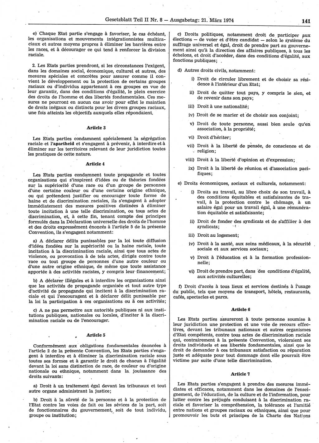 Gesetzblatt (GBl.) der Deutschen Demokratischen Republik (DDR) Teil ⅠⅠ 1974, Seite 141 (GBl. DDR ⅠⅠ 1974, S. 141)