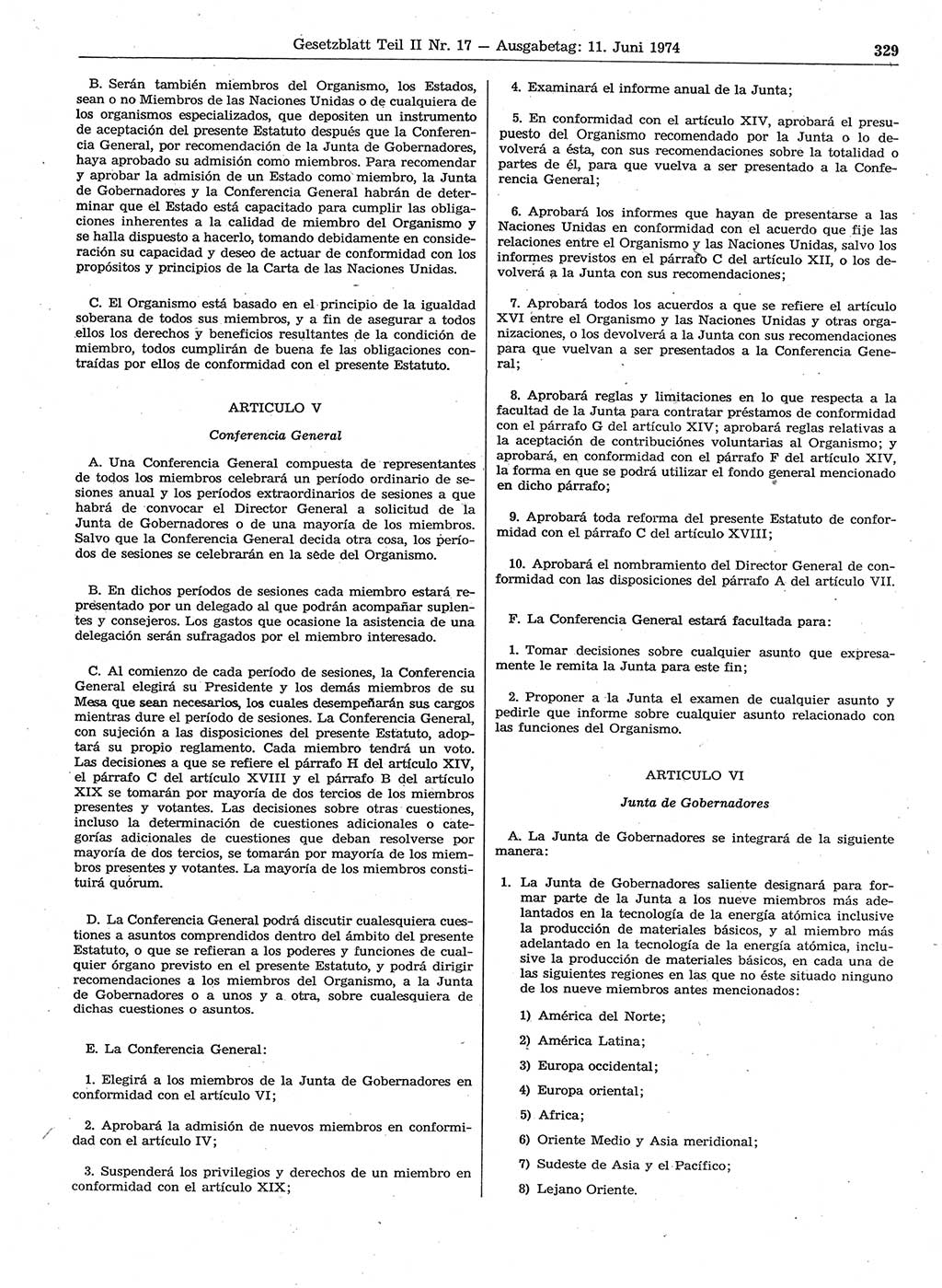 Gesetzblatt (GBl.) der Deutschen Demokratischen Republik (DDR) Teil ⅠⅠ 1974, Seite 329 (GBl. DDR ⅠⅠ 1974, S. 329)