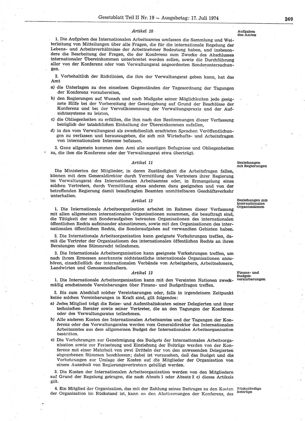 Gesetzblatt (GBl.) der Deutschen Demokratischen Republik (DDR) Teil ⅠⅠ 1974, Seite 369 (GBl. DDR ⅠⅠ 1974, S. 369)
