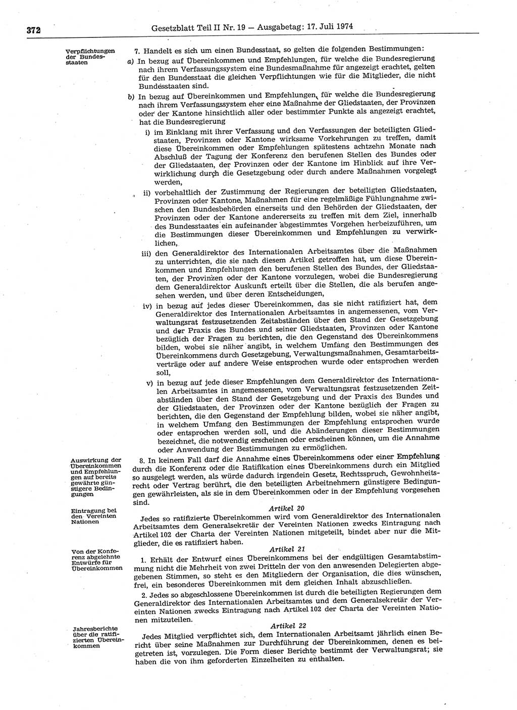 Gesetzblatt (GBl.) der Deutschen Demokratischen Republik (DDR) Teil ⅠⅠ 1974, Seite 372 (GBl. DDR ⅠⅠ 1974, S. 372)