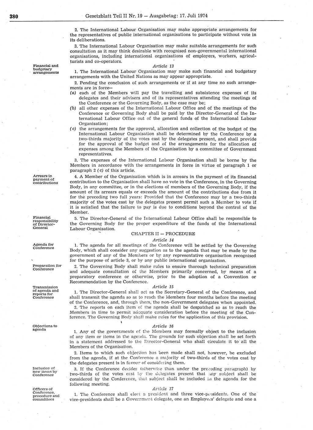 Gesetzblatt (GBl.) der Deutschen Demokratischen Republik (DDR) Teil ⅠⅠ 1974, Seite 380 (GBl. DDR ⅠⅠ 1974, S. 380)
