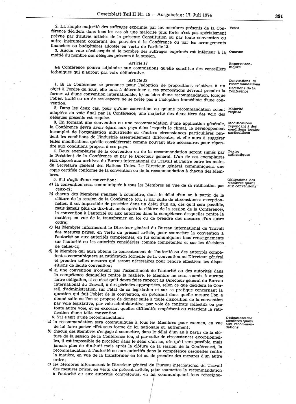 Gesetzblatt (GBl.) der Deutschen Demokratischen Republik (DDR) Teil ⅠⅠ 1974, Seite 391 (GBl. DDR ⅠⅠ 1974, S. 391)