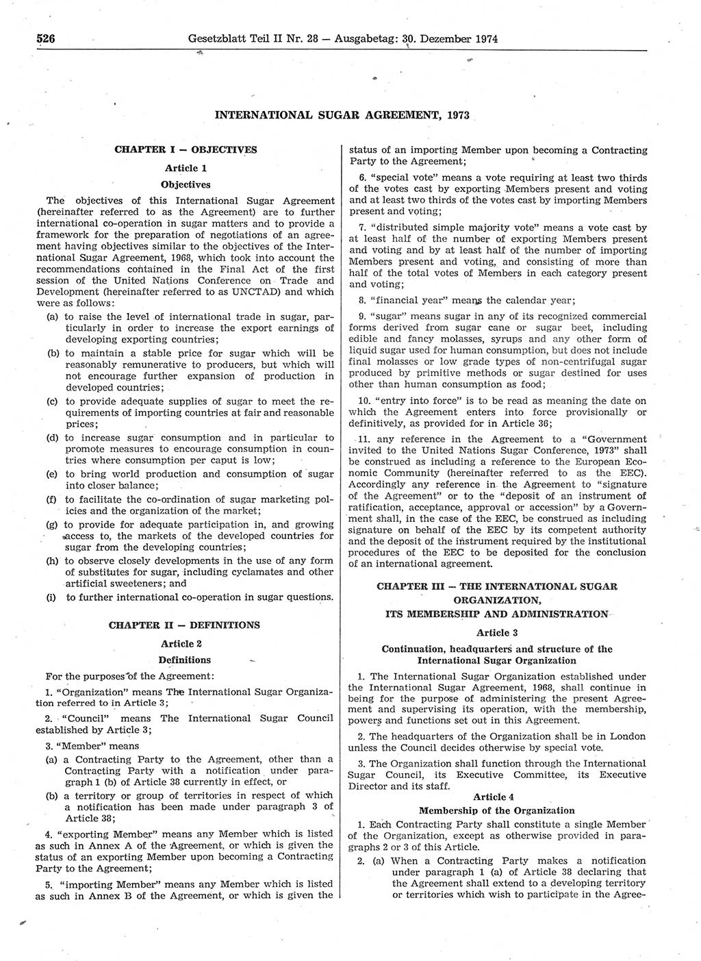 Gesetzblatt (GBl.) der Deutschen Demokratischen Republik (DDR) Teil ⅠⅠ 1974, Seite 526 (GBl. DDR ⅠⅠ 1974, S. 526)