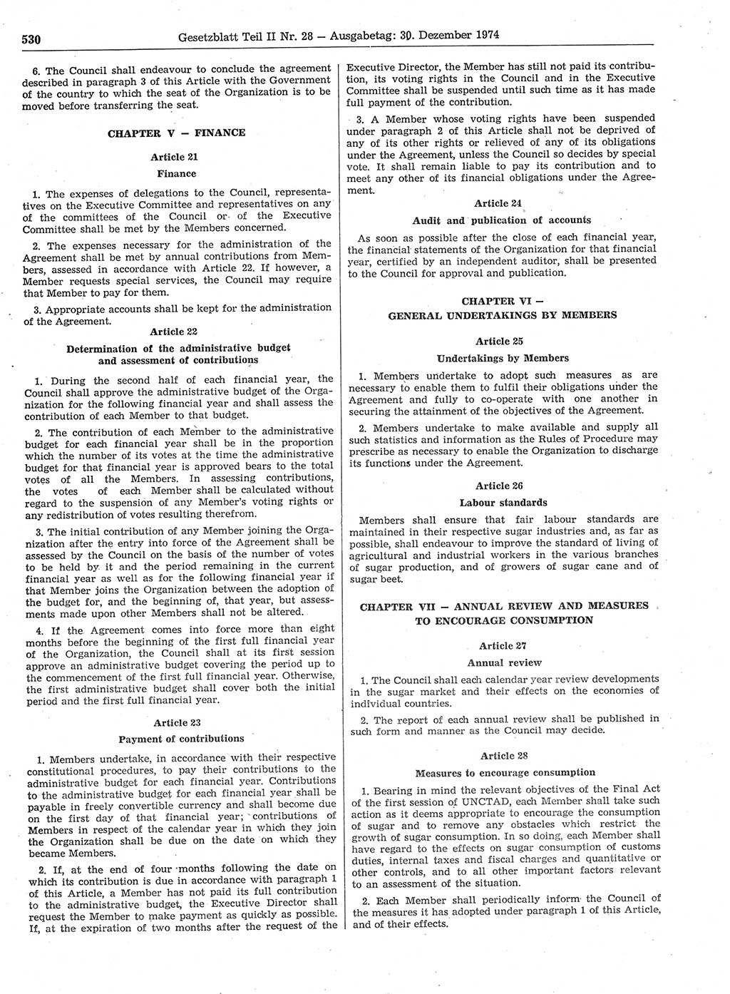 Gesetzblatt (GBl.) der Deutschen Demokratischen Republik (DDR) Teil ⅠⅠ 1974, Seite 530 (GBl. DDR ⅠⅠ 1974, S. 530)