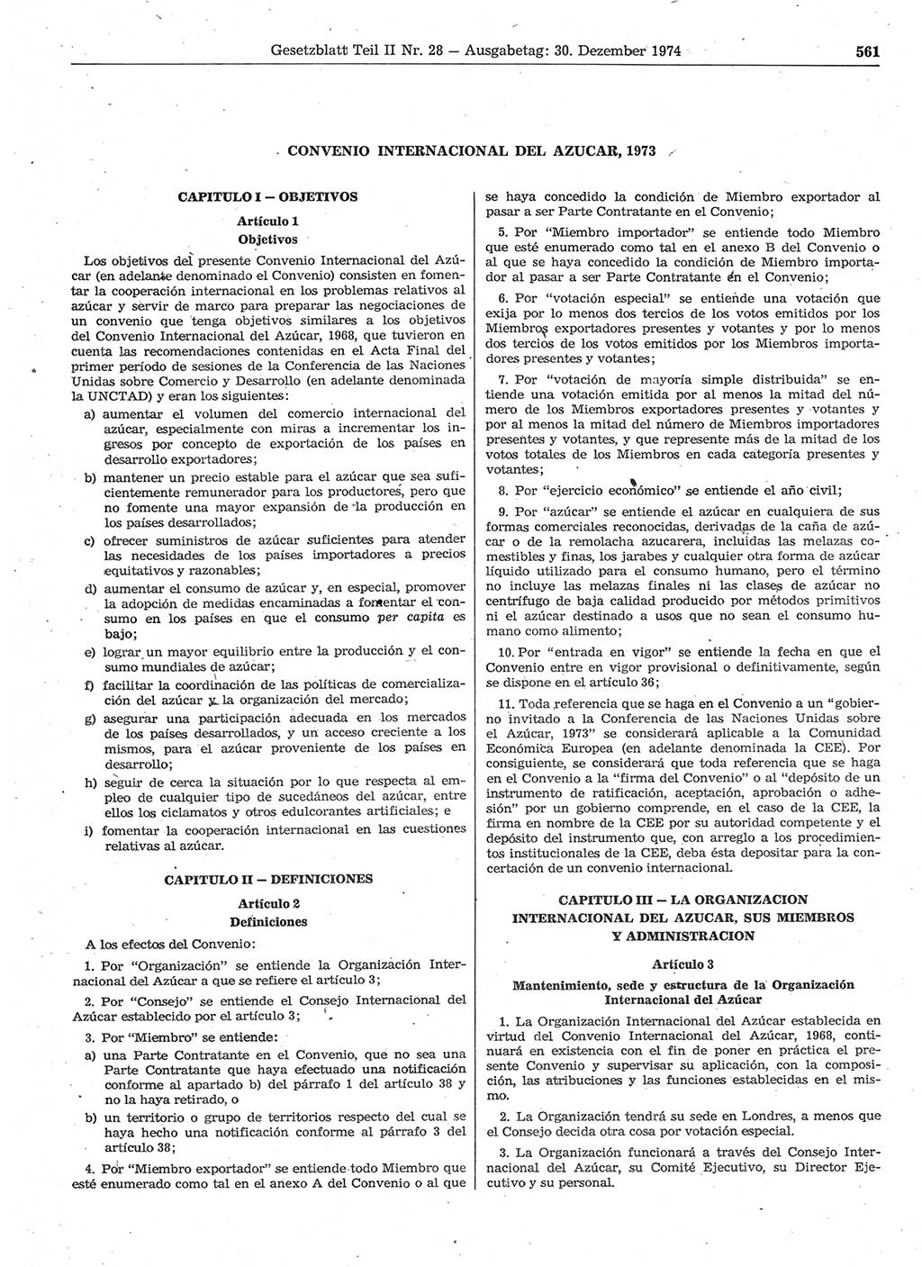 Gesetzblatt (GBl.) der Deutschen Demokratischen Republik (DDR) Teil ⅠⅠ 1974, Seite 561 (GBl. DDR ⅠⅠ 1974, S. 561)