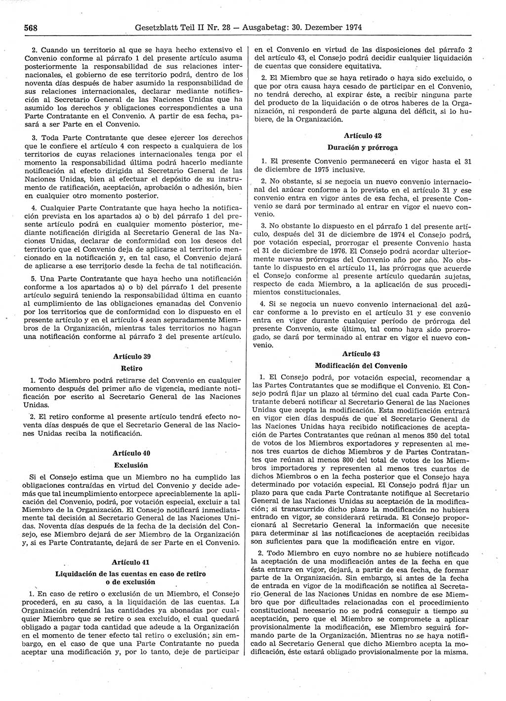 Gesetzblatt (GBl.) der Deutschen Demokratischen Republik (DDR) Teil ⅠⅠ 1974, Seite 568 (GBl. DDR ⅠⅠ 1974, S. 568)
