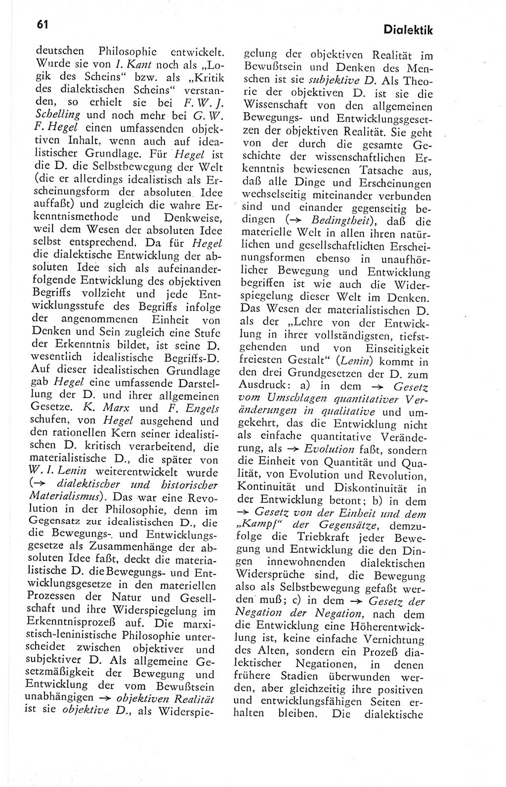 Kleines Wörterbuch der marxistisch-leninistischen Philosophie [Deutsche Demokratische Republik (DDR)] 1974, Seite 61 (Kl. Wb. ML Phil. DDR 1974, S. 61)