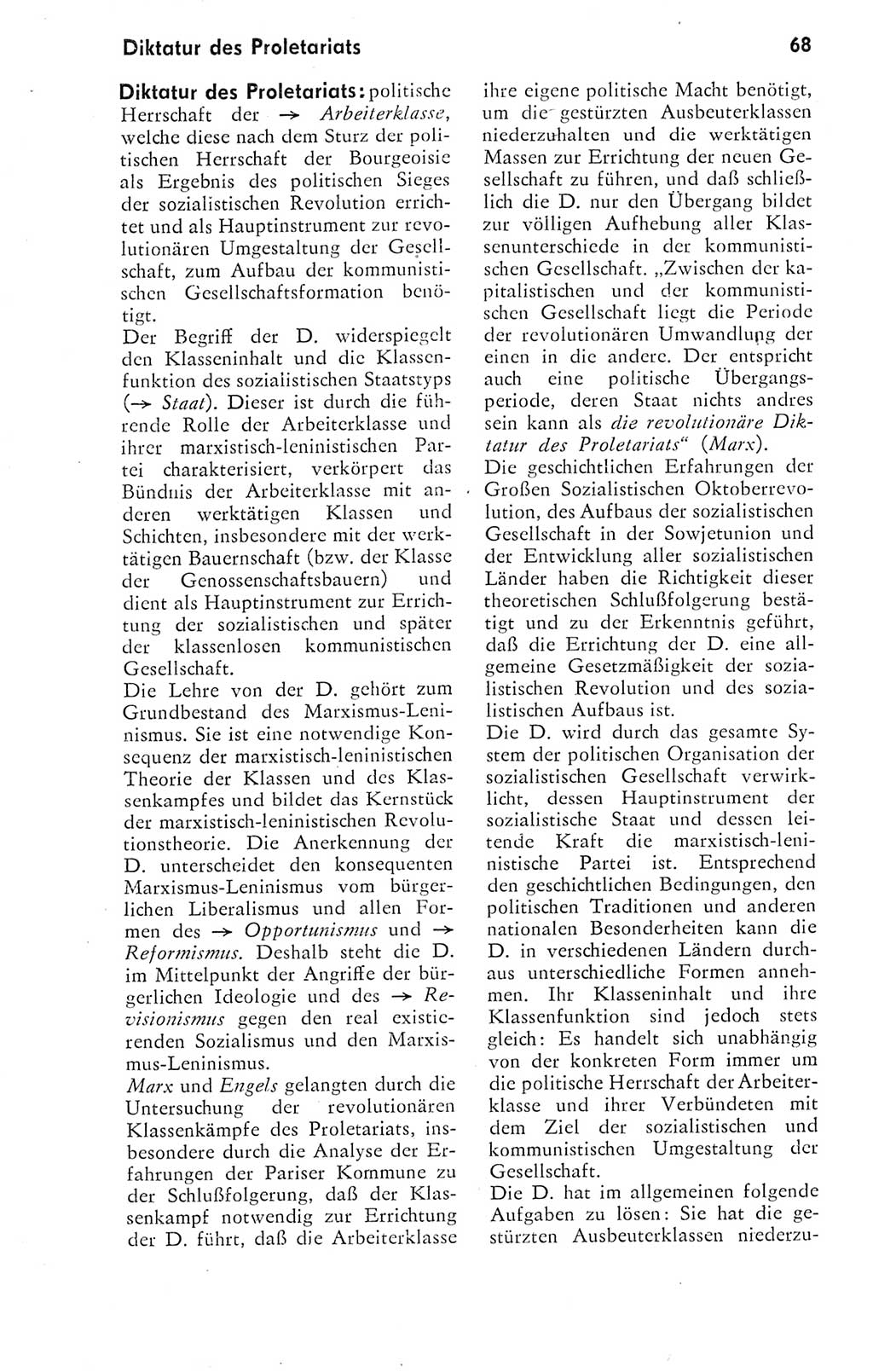 Kleines Wörterbuch der marxistisch-leninistischen Philosophie [Deutsche Demokratische Republik (DDR)] 1974, Seite 68 (Kl. Wb. ML Phil. DDR 1974, S. 68)