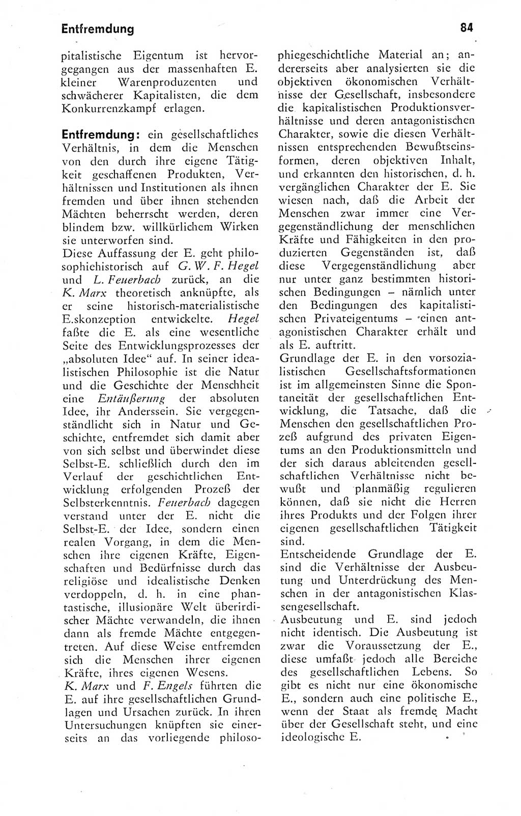 Kleines Wörterbuch der marxistisch-leninistischen Philosophie [Deutsche Demokratische Republik (DDR)] 1974, Seite 84 (Kl. Wb. ML Phil. DDR 1974, S. 84)