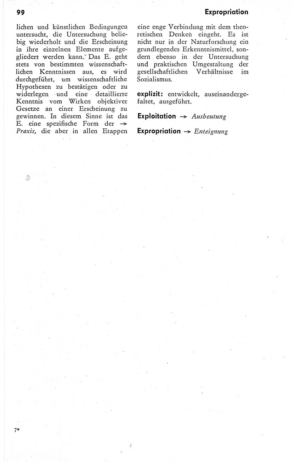 Kleines Wörterbuch der marxistisch-leninistischen Philosophie [Deutsche Demokratische Republik (DDR)] 1974, Seite 99 (Kl. Wb. ML Phil. DDR 1974, S. 99)