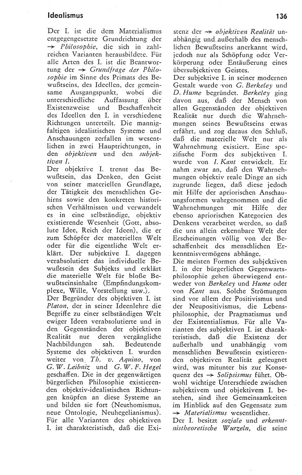 Kleines Wörterbuch der marxistisch-leninistischen Philosophie [Deutsche Demokratische Republik (DDR)] 1974, Seite 136 (Kl. Wb. ML Phil. DDR 1974, S. 136)