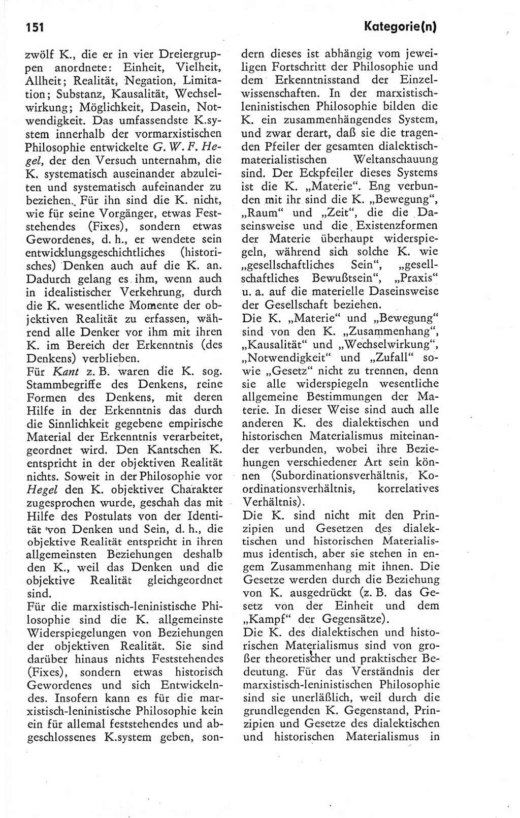 Kleines Wörterbuch der marxistisch-leninistischen Philosophie [Deutsche Demokratische Republik (DDR)] 1974, Seite 151 (Kl. Wb. ML Phil. DDR 1974, S. 151)