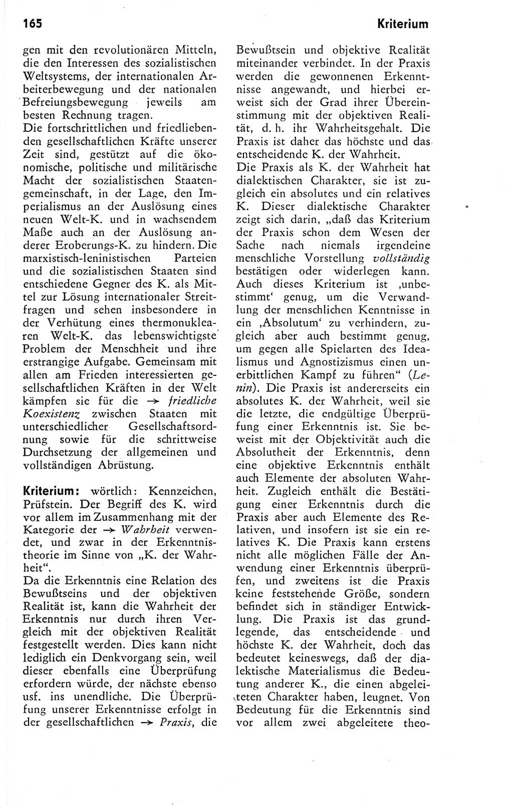 Kleines Wörterbuch der marxistisch-leninistischen Philosophie [Deutsche Demokratische Republik (DDR)] 1974, Seite 165 (Kl. Wb. ML Phil. DDR 1974, S. 165)