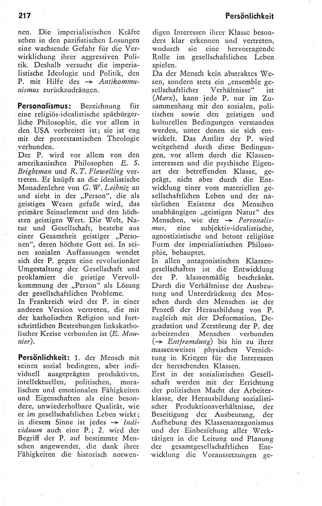 Kleines Wörterbuch der marxistisch-leninistischen Philosophie [Deutsche Demokratische Republik (DDR)] 1974, Seite 217 (Kl. Wb. ML Phil. DDR 1974, S. 217)