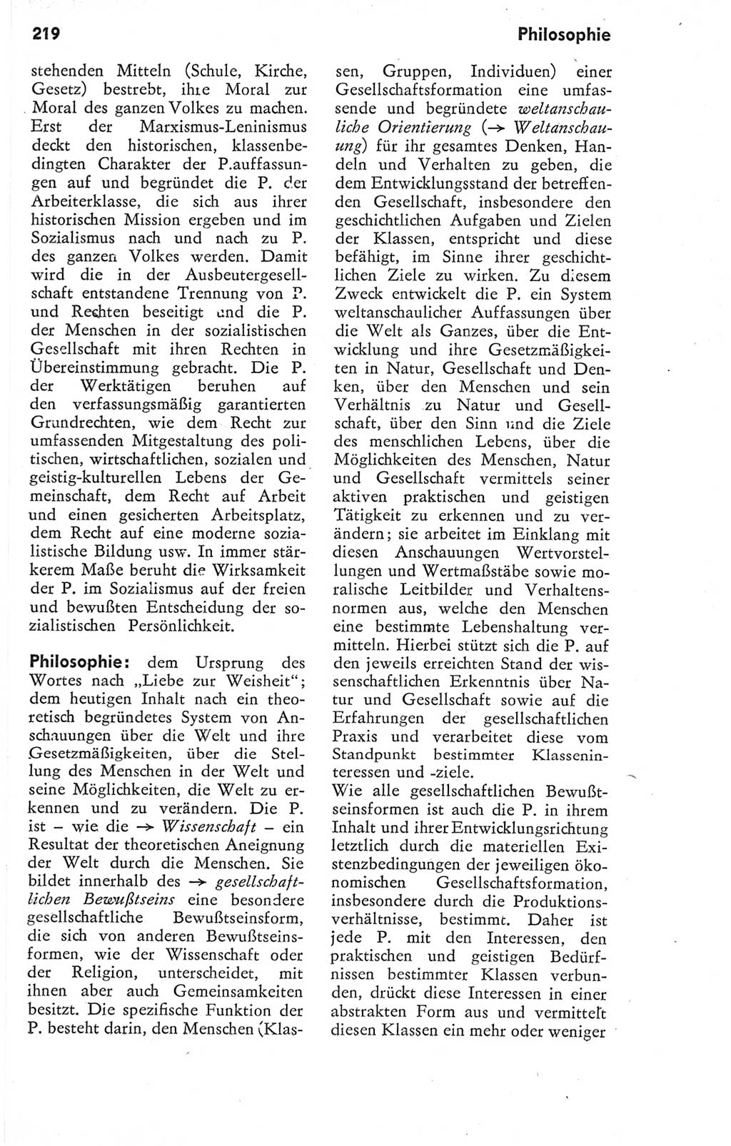 Kleines Wörterbuch der marxistisch-leninistischen Philosophie [Deutsche Demokratische Republik (DDR)] 1974, Seite 219 (Kl. Wb. ML Phil. DDR 1974, S. 219)