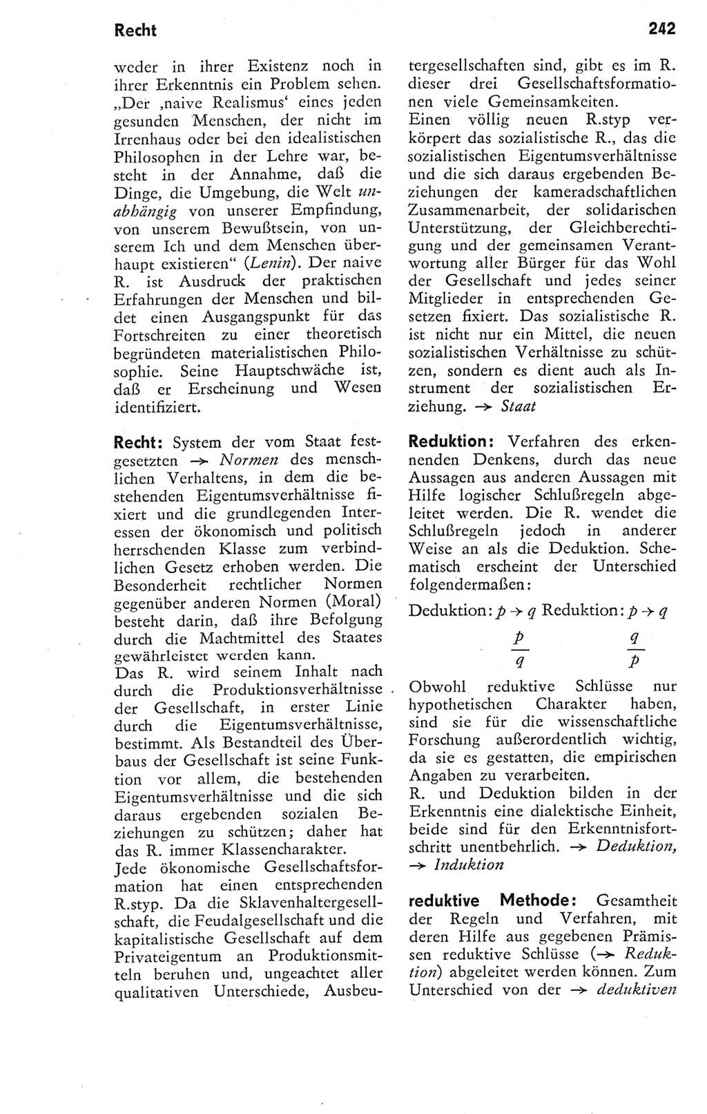 Kleines Wörterbuch der marxistisch-leninistischen Philosophie [Deutsche Demokratische Republik (DDR)] 1974, Seite 242 (Kl. Wb. ML Phil. DDR 1974, S. 242)