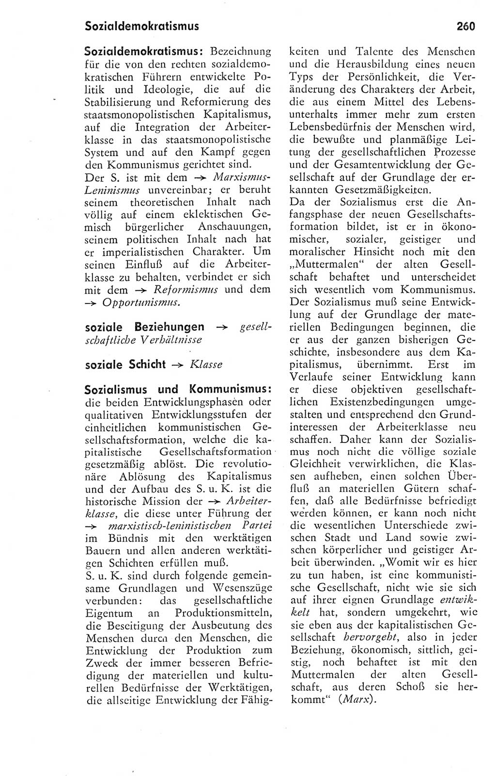 Kleines Wörterbuch der marxistisch-leninistischen Philosophie [Deutsche Demokratische Republik (DDR)] 1974, Seite 260 (Kl. Wb. ML Phil. DDR 1974, S. 260)