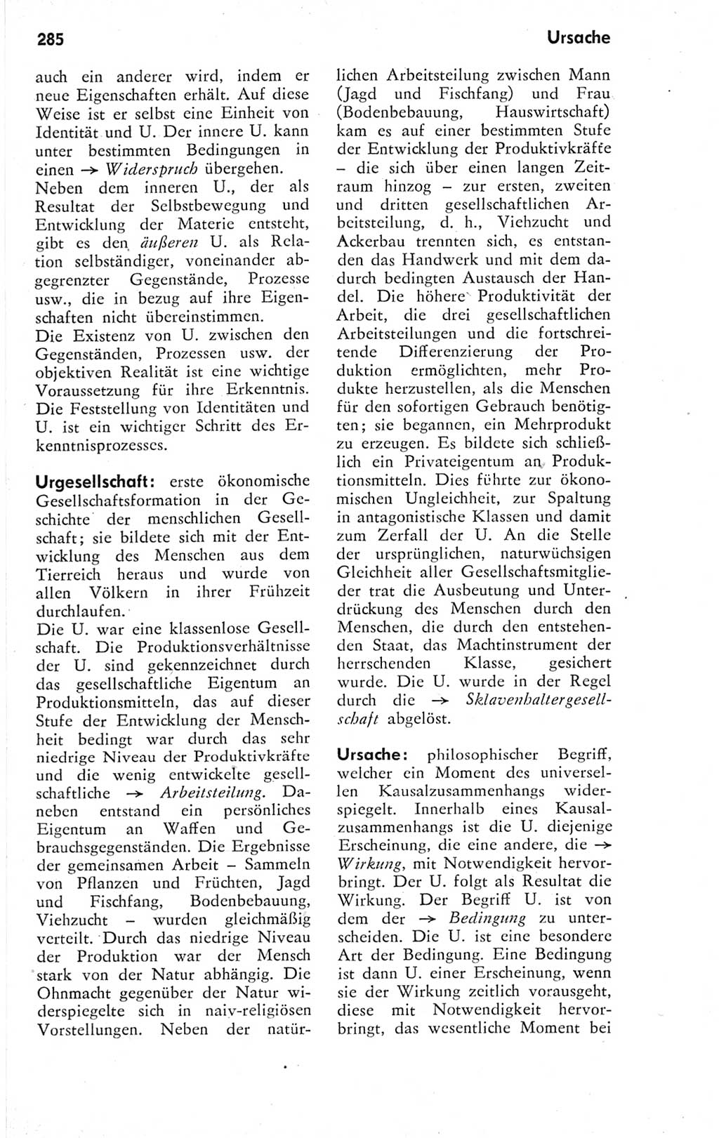 Kleines Wörterbuch der marxistisch-leninistischen Philosophie [Deutsche Demokratische Republik (DDR)] 1974, Seite 285 (Kl. Wb. ML Phil. DDR 1974, S. 285)