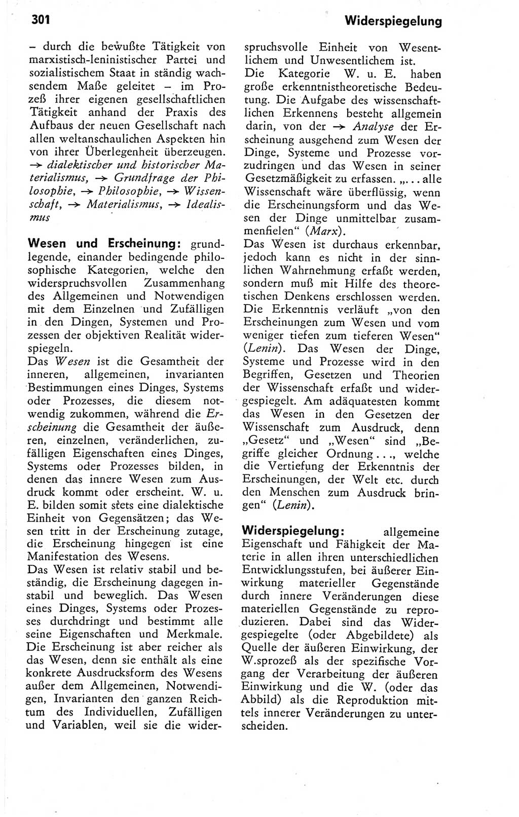 Kleines Wörterbuch der marxistisch-leninistischen Philosophie [Deutsche Demokratische Republik (DDR)] 1974, Seite 301 (Kl. Wb. ML Phil. DDR 1974, S. 301)