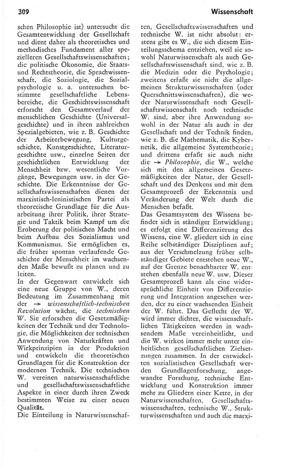 Kleines Wörterbuch der marxistisch-leninistischen Philosophie [Deutsche Demokratische Republik (DDR)] 1974, Seite 309 (Kl. Wb. ML Phil. DDR 1974, S. 309)