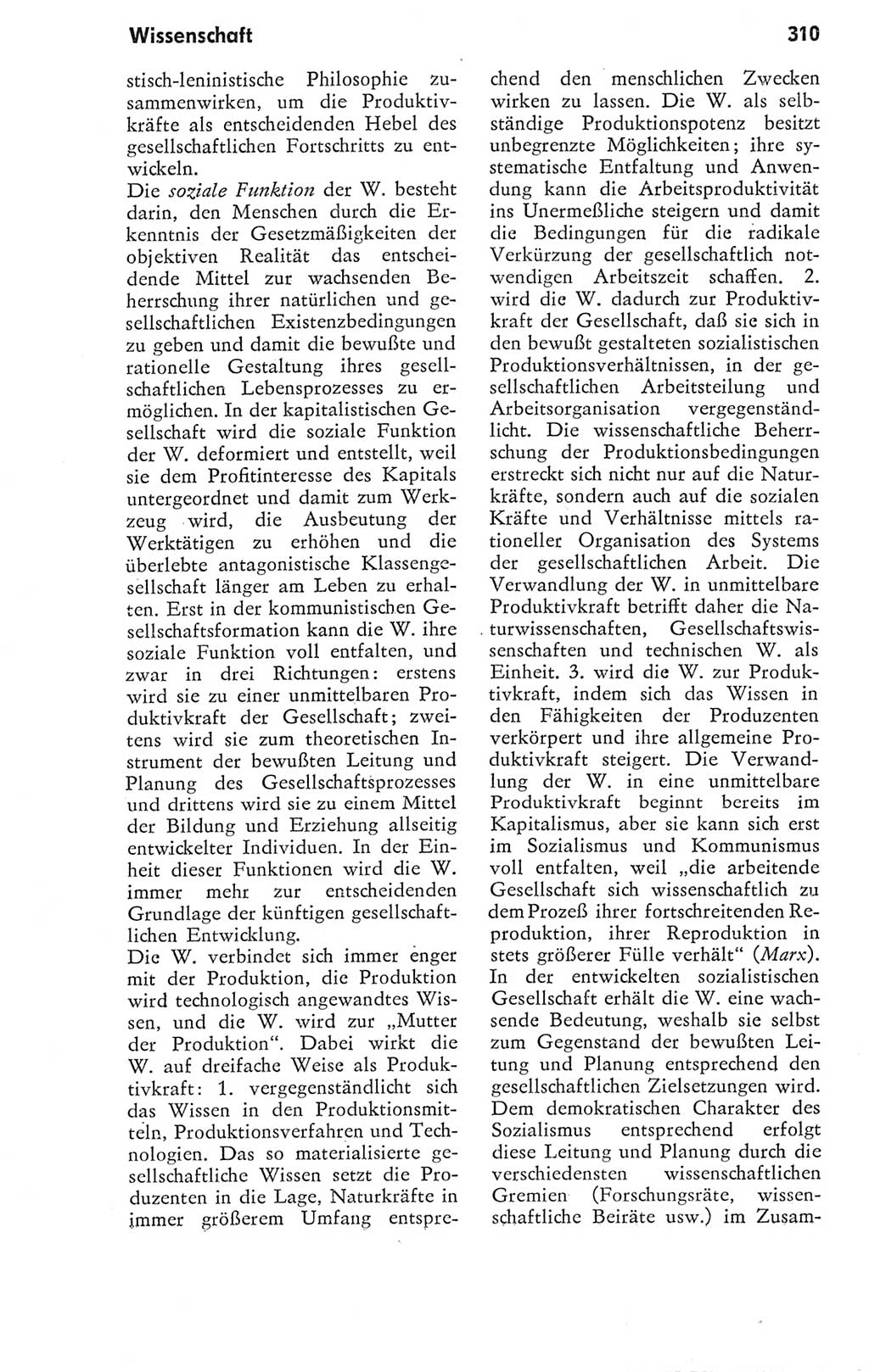 Kleines Wörterbuch der marxistisch-leninistischen Philosophie [Deutsche Demokratische Republik (DDR)] 1974, Seite 310 (Kl. Wb. ML Phil. DDR 1974, S. 310)