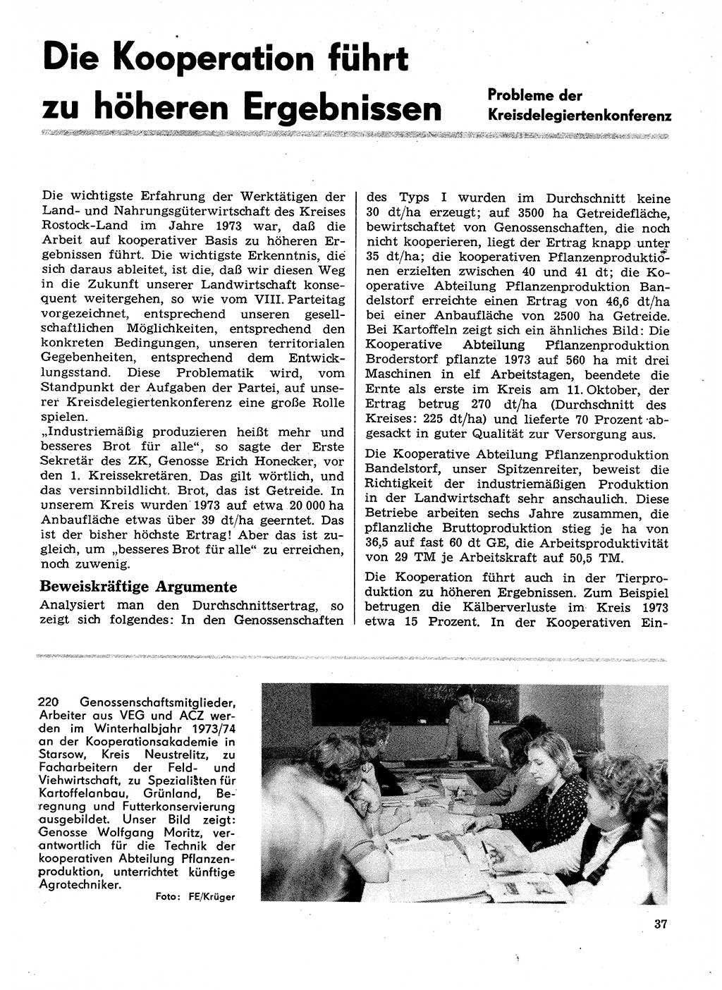 Neuer Weg (NW), Organ des Zentralkomitees (ZK) der SED (Sozialistische Einheitspartei Deutschlands) für Fragen des Parteilebens, 29. Jahrgang [Deutsche Demokratische Republik (DDR)] 1974, Seite 37 (NW ZK SED DDR 1974, S. 37)
