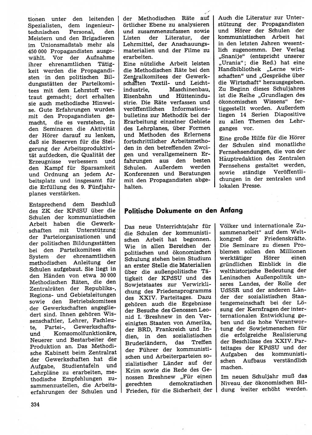 Neuer Weg (NW), Organ des Zentralkomitees (ZK) der SED (Sozialistische Einheitspartei Deutschlands) für Fragen des Parteilebens, 29. Jahrgang [Deutsche Demokratische Republik (DDR)] 1974, Seite 334 (NW ZK SED DDR 1974, S. 334)