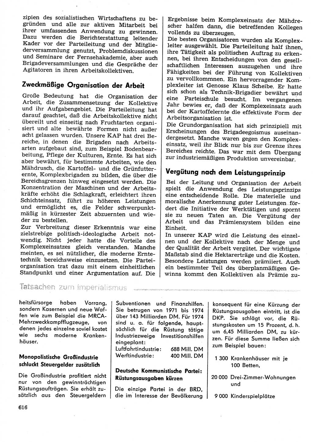 Neuer Weg (NW), Organ des Zentralkomitees (ZK) der SED (Sozialistische Einheitspartei Deutschlands) für Fragen des Parteilebens, 29. Jahrgang [Deutsche Demokratische Republik (DDR)] 1974, Seite 616 (NW ZK SED DDR 1974, S. 616)