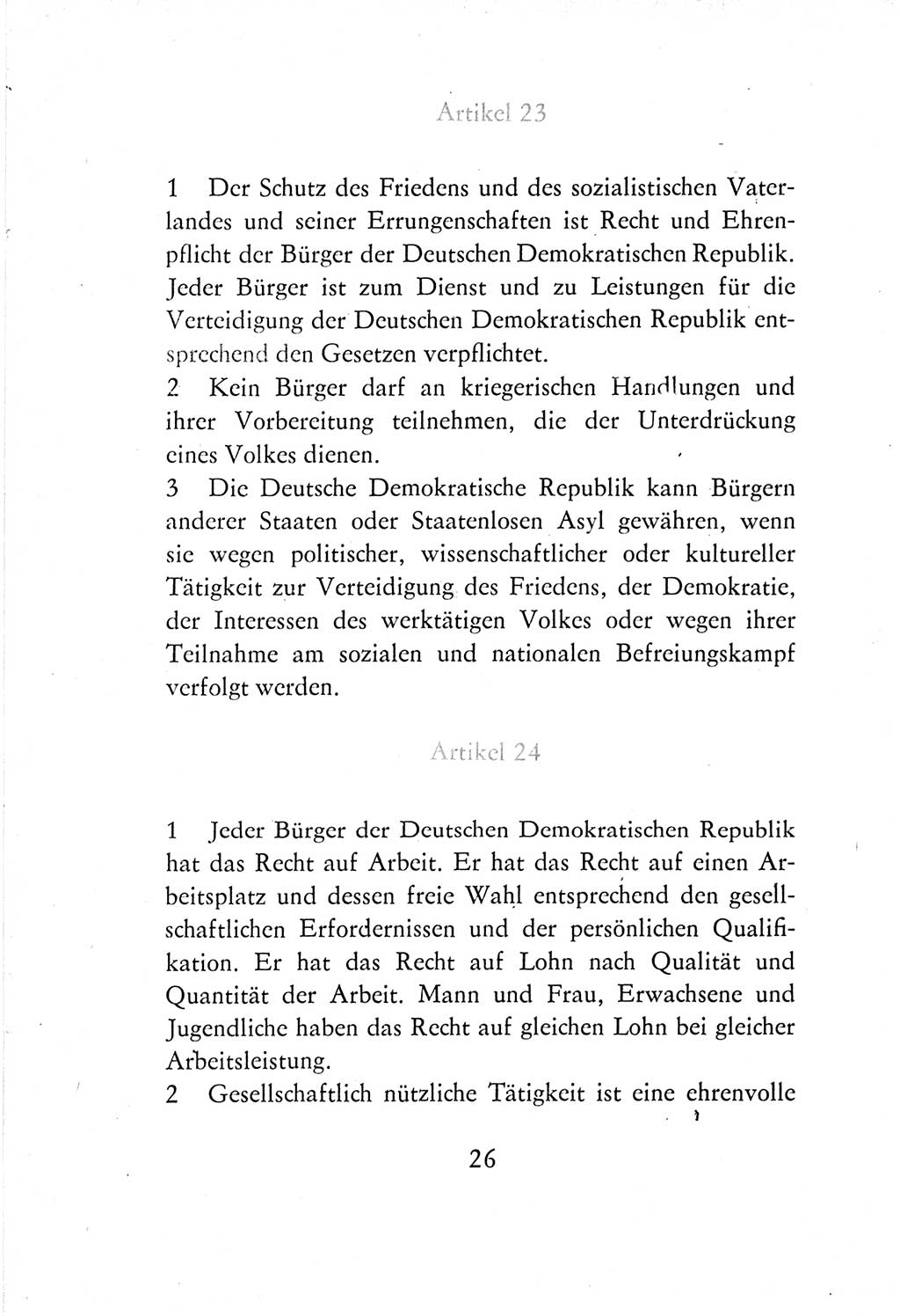 Verfassung der Deutschen Demokratischen Republik (DDR) vom 7. Oktober 1974, Seite 26 (Verf. DDR 1974, S. 26)