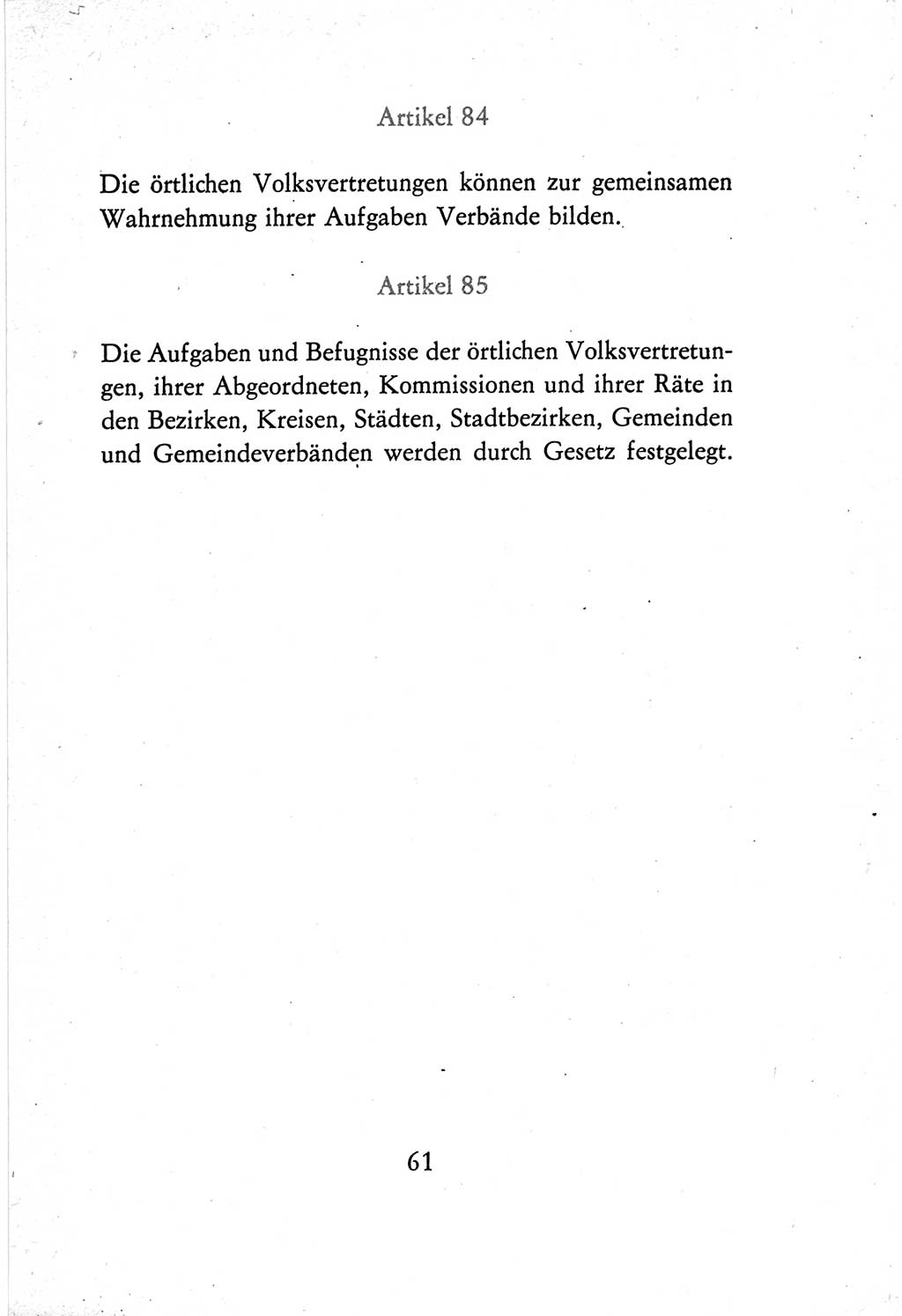 Verfassung der Deutschen Demokratischen Republik (DDR) vom 7. Oktober 1974, Seite 61 (Verf. DDR 1974, S. 61)