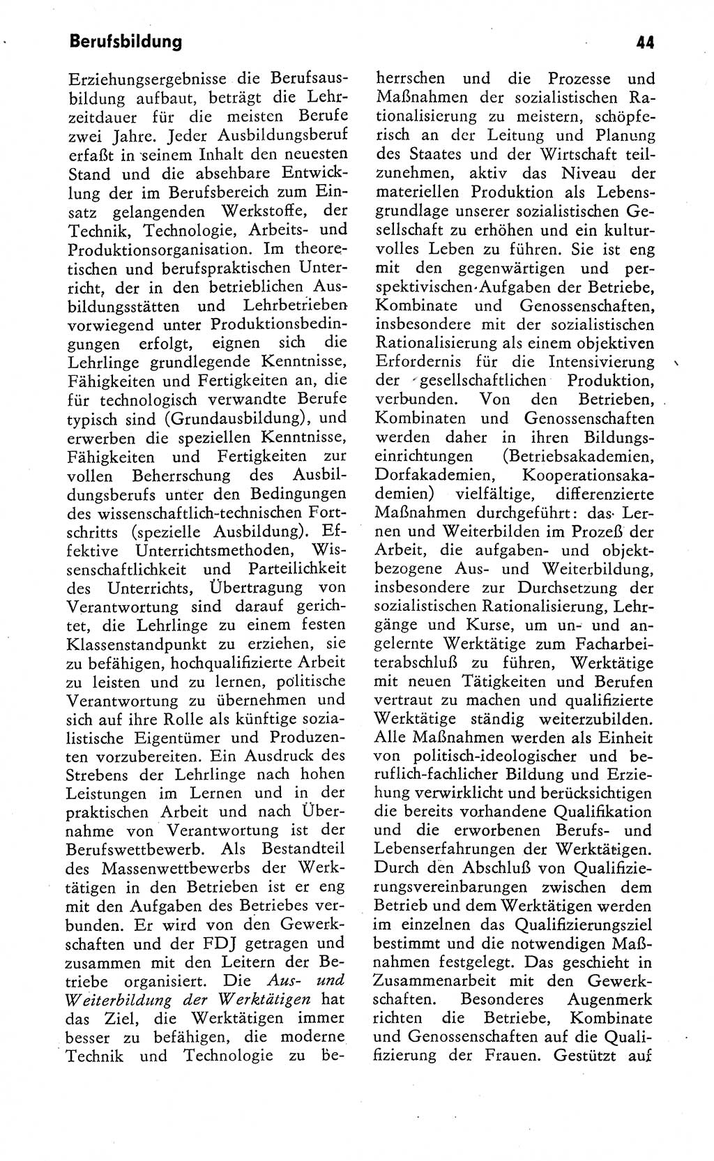 Wörterbuch zum sozialistischen Staat [Deutsche Demokratische Republik (DDR)] 1974, Seite 44 (Wb. soz. St. DDR 1974, S. 44)