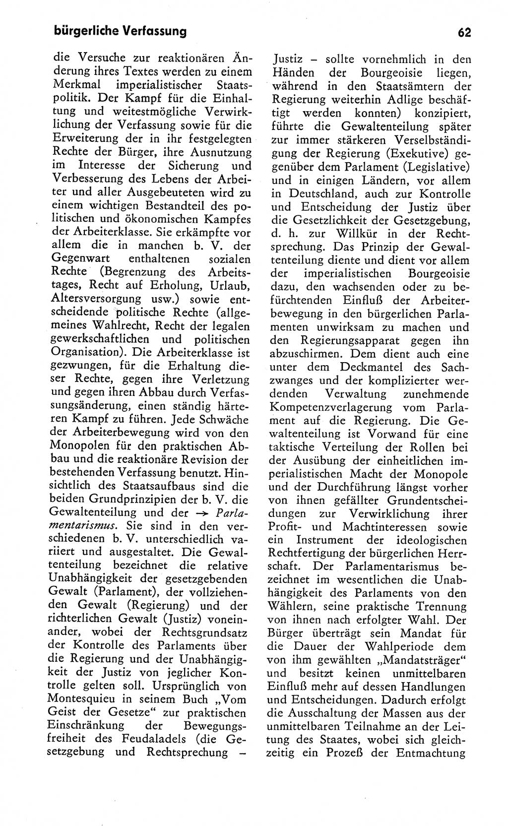 Wörterbuch zum sozialistischen Staat [Deutsche Demokratische Republik (DDR)] 1974, Seite 62 (Wb. soz. St. DDR 1974, S. 62)