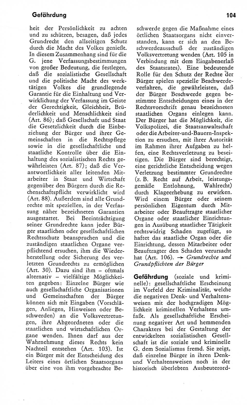 Wörterbuch zum sozialistischen Staat [Deutsche Demokratische Republik (DDR)] 1974, Seite 104 (Wb. soz. St. DDR 1974, S. 104)