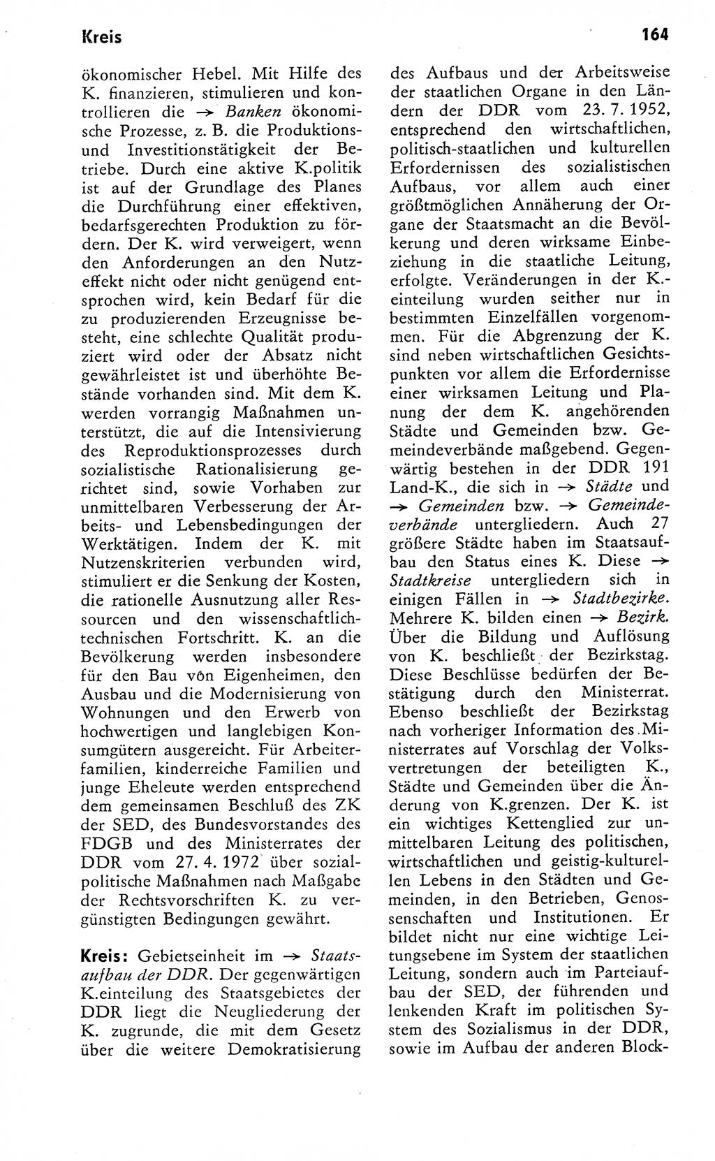 Wörterbuch zum sozialistischen Staat [Deutsche Demokratische Republik (DDR)] 1974, Seite 164 (Wb. soz. St. DDR 1974, S. 164)