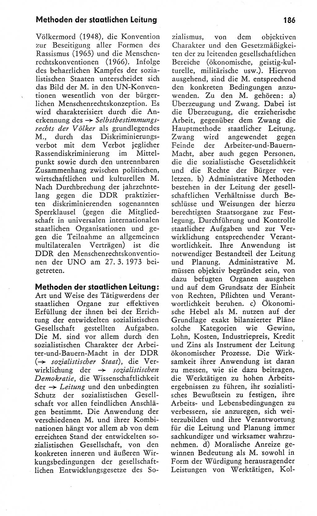 Wörterbuch zum sozialistischen Staat [Deutsche Demokratische Republik (DDR)] 1974, Seite 186 (Wb. soz. St. DDR 1974, S. 186)