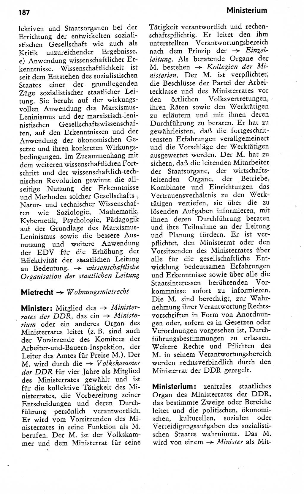 Wörterbuch zum sozialistischen Staat [Deutsche Demokratische Republik (DDR)] 1974, Seite 187 (Wb. soz. St. DDR 1974, S. 187)