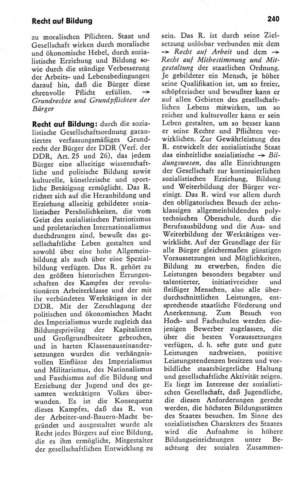 Wörterbuch zum sozialistischen Staat [Deutsche Demokratische Republik (DDR)] 1974, Seite 240 (Wb. soz. St. DDR 1974, S. 240)