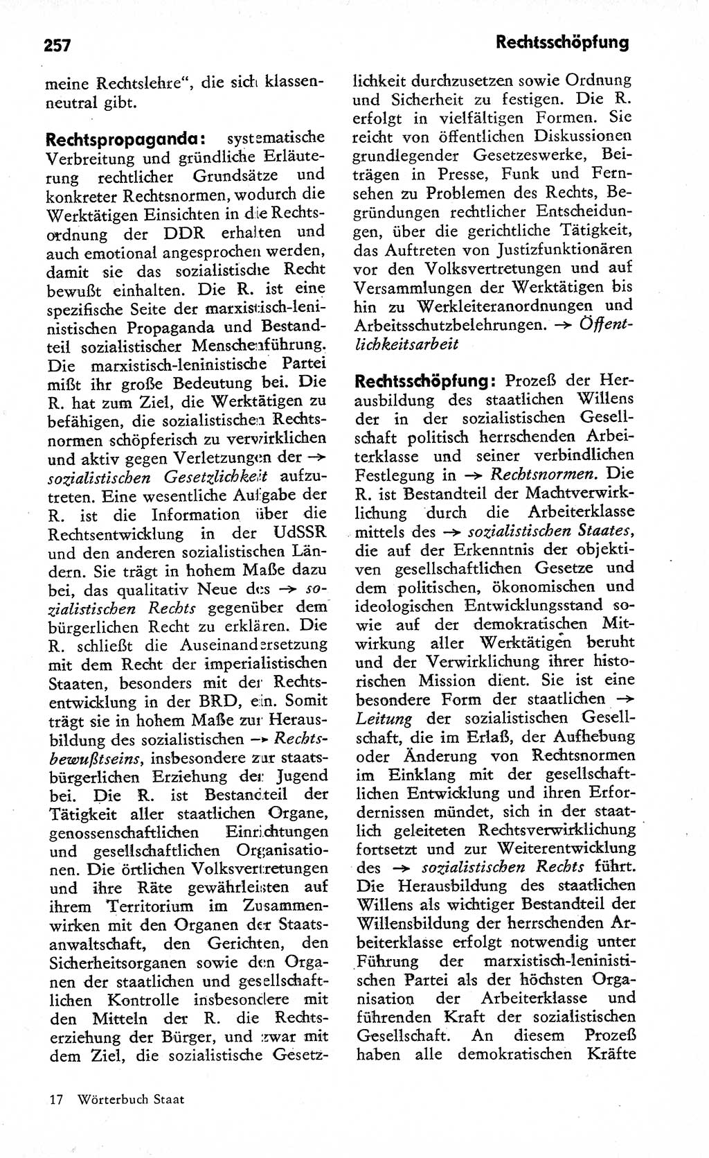 Wörterbuch zum sozialistischen Staat [Deutsche Demokratische Republik (DDR)] 1974, Seite 257 (Wb. soz. St. DDR 1974, S. 257)