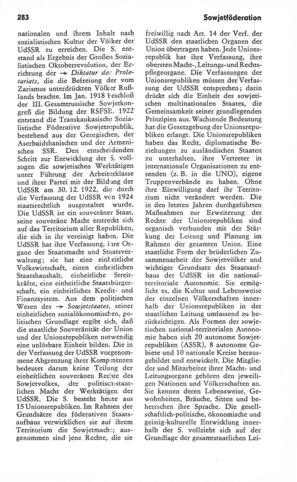 Wörterbuch zum sozialistischen Staat [Deutsche Demokratische Republik (DDR)] 1974, Seite 283 (Wb. soz. St. DDR 1974, S. 283)