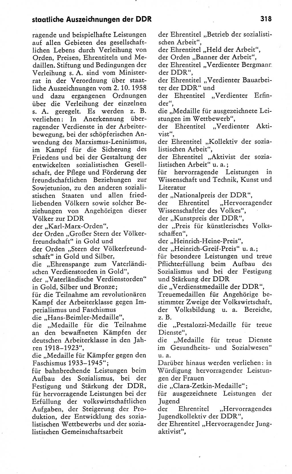 Wörterbuch zum sozialistischen Staat [Deutsche Demokratische Republik (DDR)] 1974, Seite 318 (Wb. soz. St. DDR 1974, S. 318)